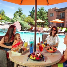 Family Dining by Pool